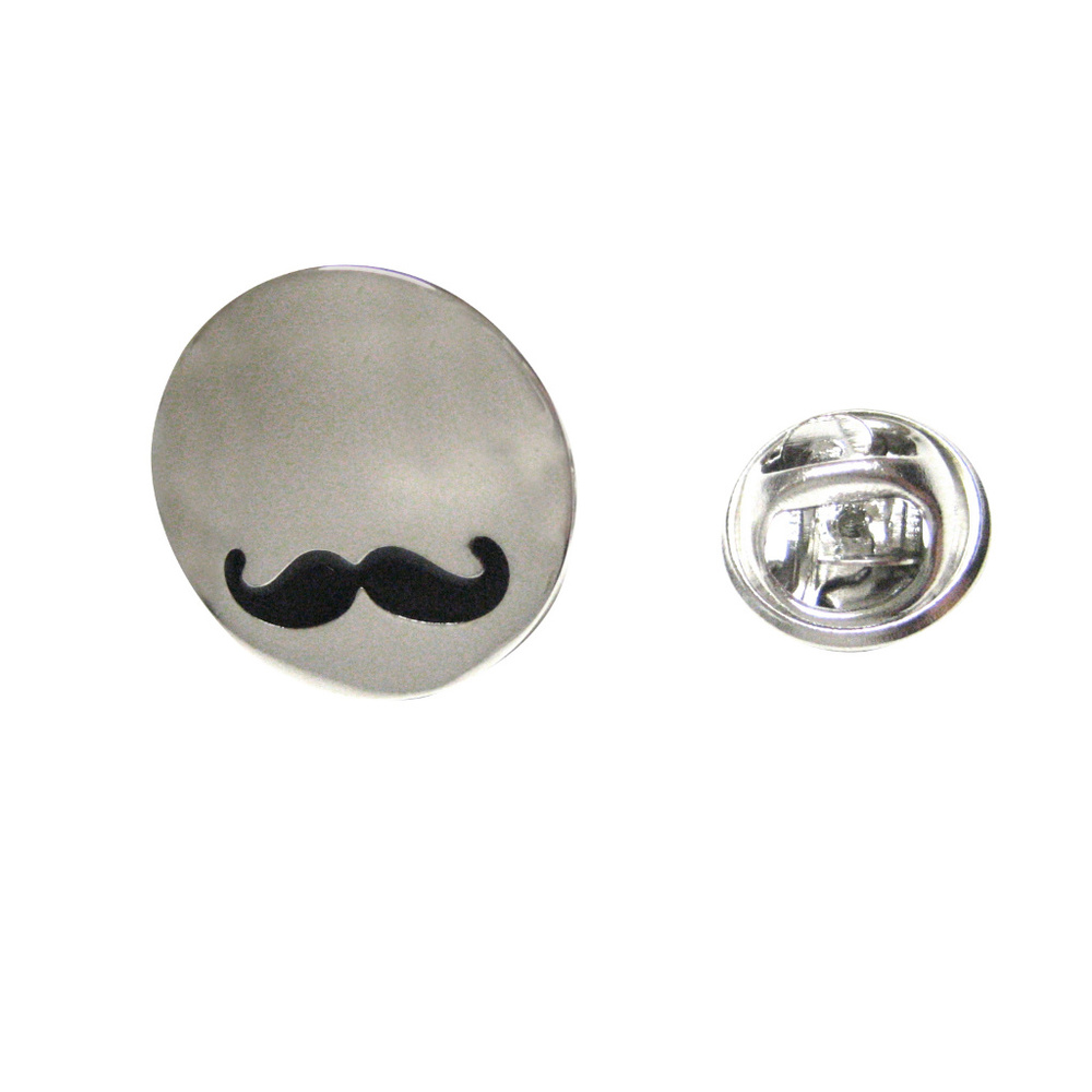 Shiny Circular Hipster Mustache Lapel Pin